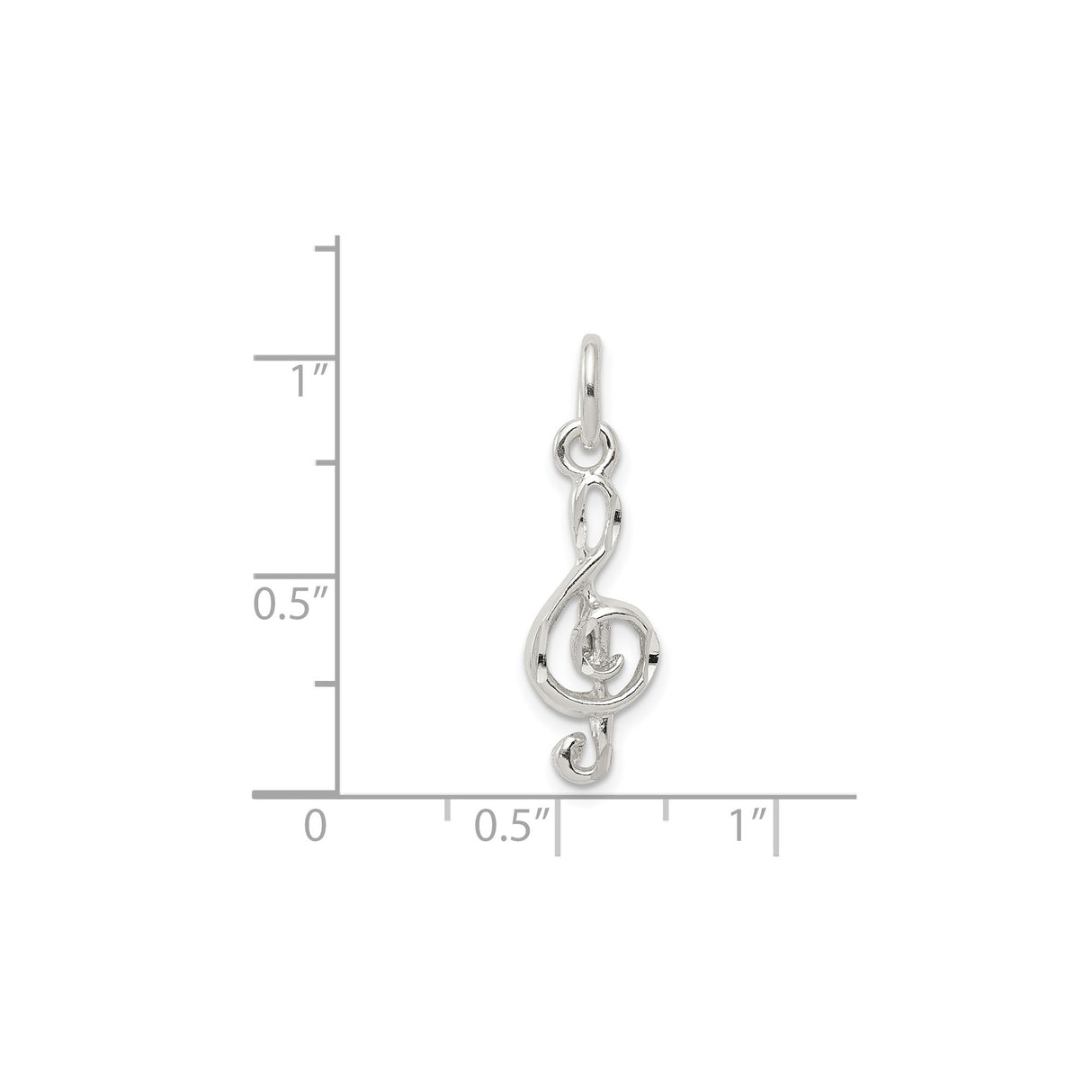 Sterling Silver Treble Clef Pendant Charm, Polished Open Music Symbol Design
