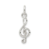 Sterling Silver Treble Clef Pendant Charm, Polished Open Music Symbol Design