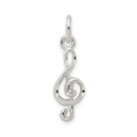 Sterling Silver Treble Clef Pendant Charm, Polished Open Music Symbol Design
