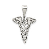 Sterling Silver Caduceus Pendant with Winged Staff and Snake Symbol for Healthcare Workers