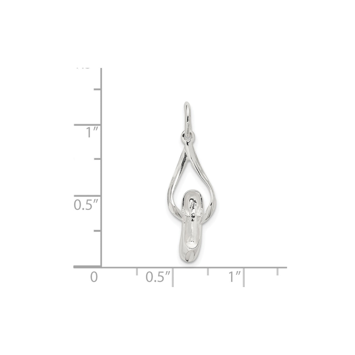 Sterling Silver Ballet Slipper Pendant with Teardrop Loop, Dance Charm for Ballerina Enthusiasts
