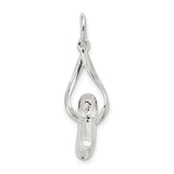 Sterling Silver Ballet Slipper Pendant with Teardrop Loop, Dance Charm for Ballerina Enthusiasts