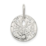 Solid Sand Dollar Disc Charm Pendant in Real 925 Sterling Silver