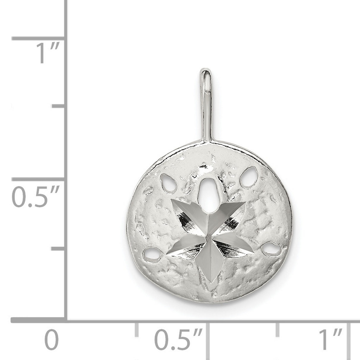 Solid Sand Dollar Disc Charm Pendant in Real 925 Sterling Silver