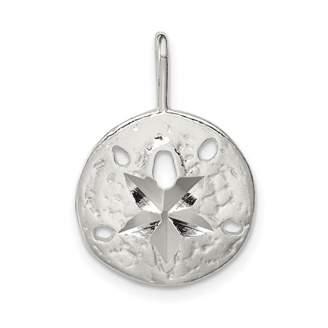 Solid Sand Dollar Disc Charm Pendant in Real 925 Sterling Silver
