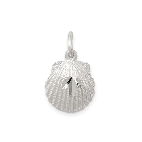 Sterling Silver Pendant, Scallop Shell with Pilgrim Staff, Camino de Santiago Christian Jewelry