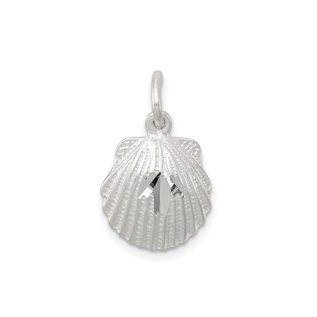 Sterling Silver Pendant, Scallop Shell with Pilgrim Staff, Camino de Santiago Christian Jewelry