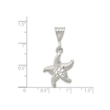 Sterling Silver Starfish Pendant with Textured Cutout, Ocean Nautical Theme for Women