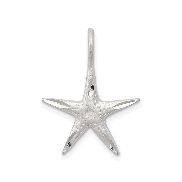 Sterling Silver Starfish Pendant with Textured Finish, Ocean-Inspired Coastal Jewelry for Women