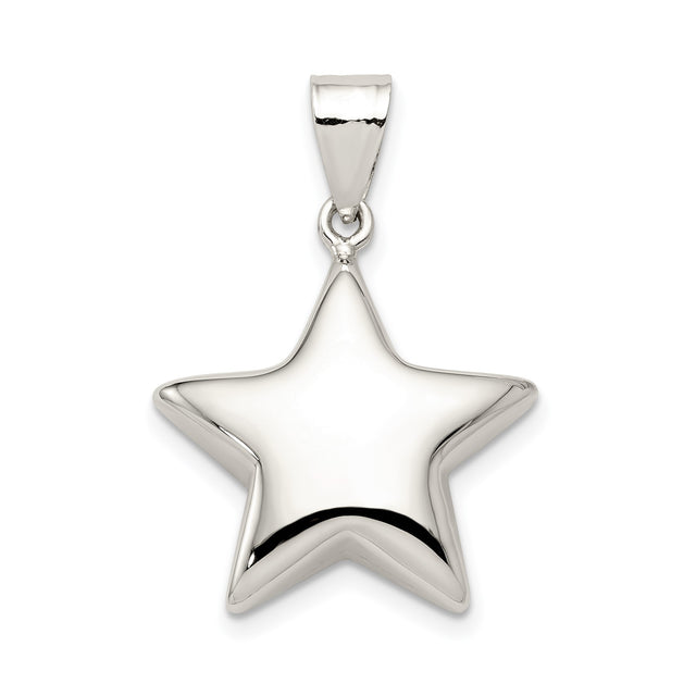 Sterling Silver Star Pendant, Five Point Design with Polished Finish, Minimalist Jewelry for Women