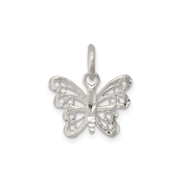 Sterling Silver Butterfly Pendant with Openwork Design, Symbol of Transformation and Hope