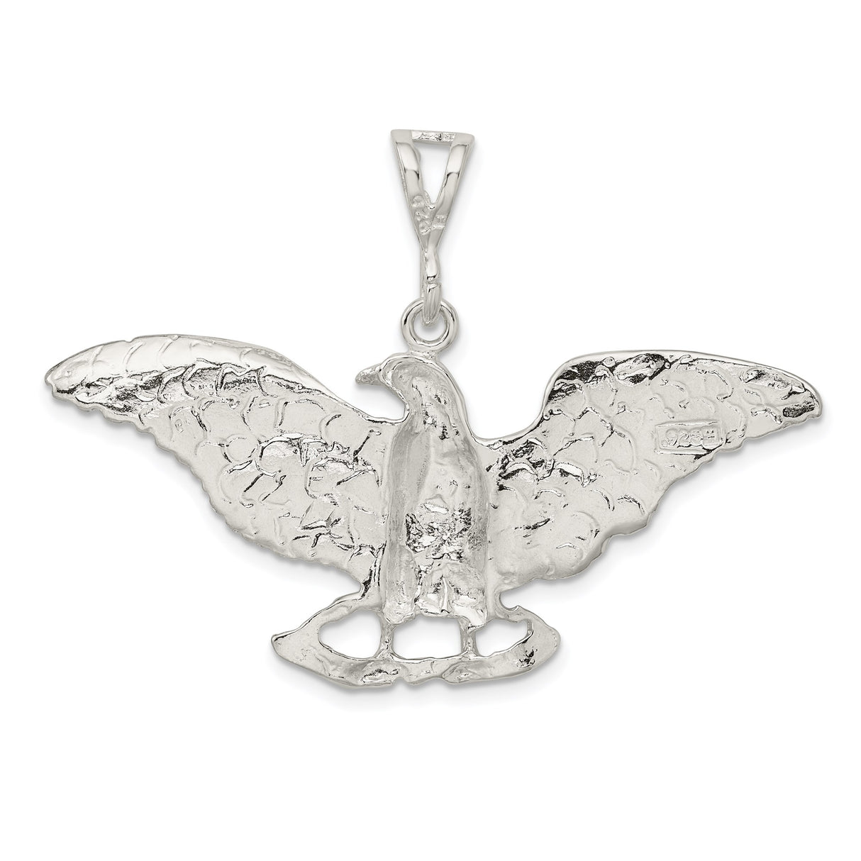 Sterling Silver Eagle Pendant with Spread Wings, Patriotic American Wildlife Charm for Men