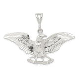 Sterling Silver Eagle Pendant with Spread Wings, Patriotic American Wildlife Charm for Men