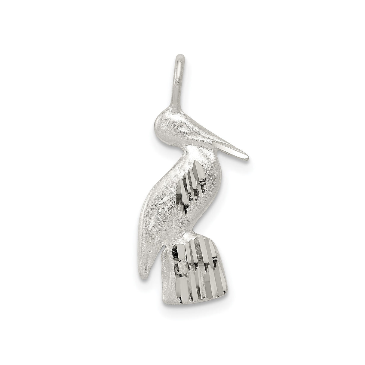 Sterling Silver Pelican Pendant, Textured Coastal Bird Charm, Ocean Wildlife Jewelry
