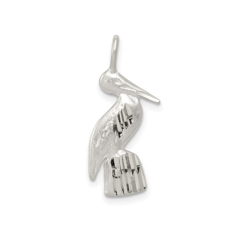 Sterling Silver Pelican Pendant, Textured Coastal Bird Charm, Ocean Wildlife Jewelry