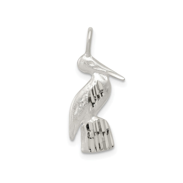 Sterling Silver Pelican Pendant, Textured Coastal Bird Charm, Ocean Wildlife Jewelry