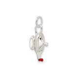 Sterling Silver Dreidel Pendant Charm with Red Accent, Hanukkah Jewish Symbol
