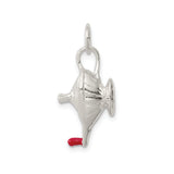 Sterling Silver Dreidel Pendant Charm with Red Accent, Hanukkah Jewish Symbol