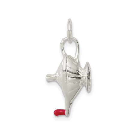 Sterling Silver Dreidel Pendant Charm with Red Accent, Hanukkah Jewish Symbol