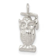 Owl Perched on Branch with Graduation Cap Charm Pendant in Real 925 Sterling Silver
