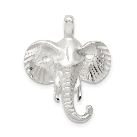Sterling Silver Elephant Head Pendant, Tribal Safari Wildlife Style for Men or Women