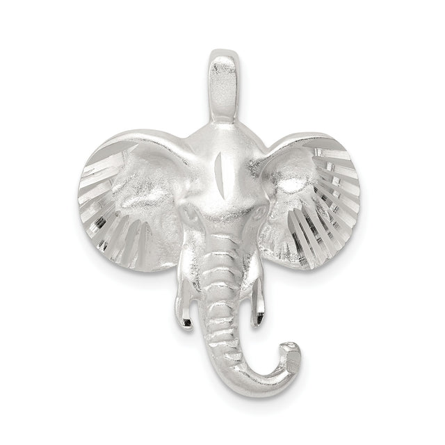 Sterling Silver Elephant Head Pendant, Tribal Safari Wildlife Style for Men or Women