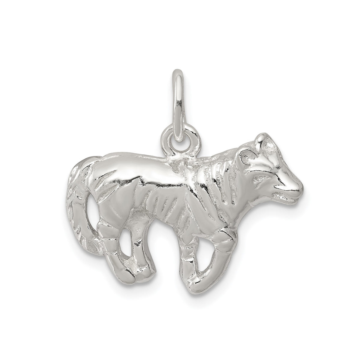 Sterling Silver Cow Charm Pendant with Realistic Grazing Cow Design, Farming Jewelry