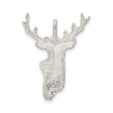 Sterling Silver Elk Head Pendant with Detailed Antlers, Rustic Wildlife Charm for Men or Unisex