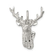 Sterling Silver Elk Head Pendant with Detailed Antlers, Rustic Wildlife Charm for Men or Unisex