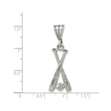 Sterling Silver Baseball Pendant with Crossed Bats and Ball Sports Theme Jewelry