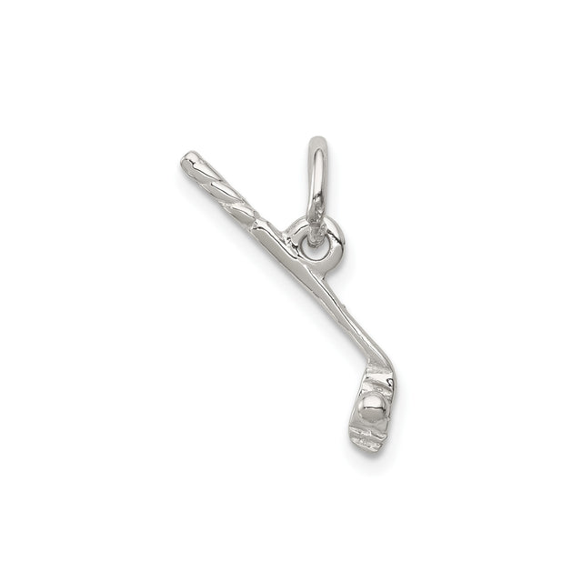 Sterling Silver Hockey Stick Pendant with Puck Detail, Sports Charm for Men or Women