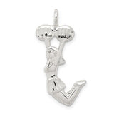 Sterling Silver Cheerleader Pendant with Pom-Poms and Skirt Design for Women or Girls