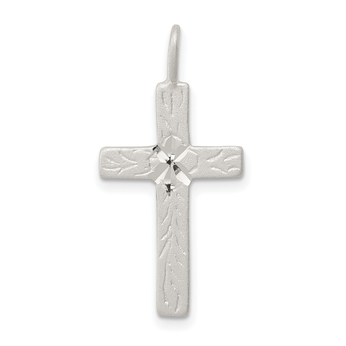 Diamond-cut Cross Charm Pendant in Real 925 Sterling Silver