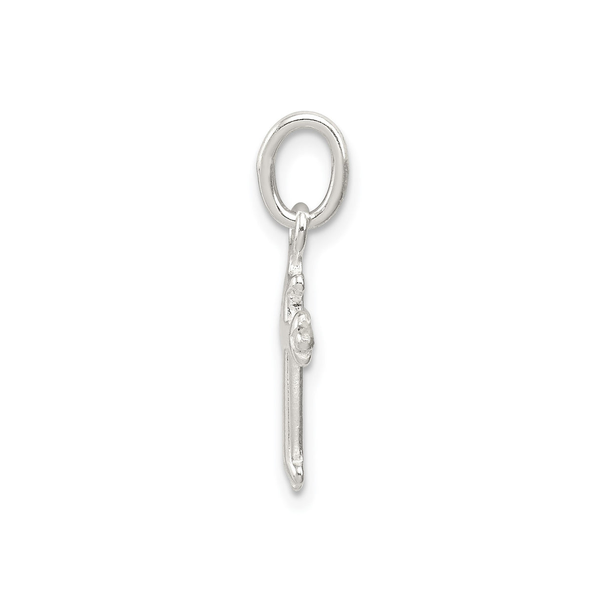 Sterling Silver Cross Pendant with Polished Fleur Design, Unisex Religious Charm