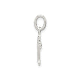 Sterling Silver Cross Pendant with Polished Fleur Design, Unisex Religious Charm