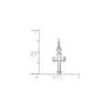 Sterling Silver Cross Pendant with Polished Fleur Design, Unisex Religious Charm
