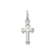 Sterling Silver Cross Pendant with Polished Fleur Design, Unisex Religious Charm