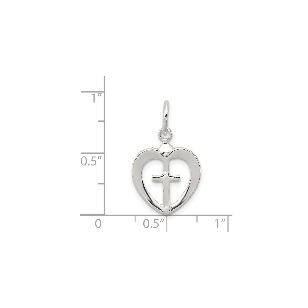 Sterling Silver Cross Pendant with Heart Charm and Faith Design for Men and Women