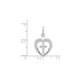 Sterling Silver Cross Pendant with Heart Charm and Faith Design for Men and Women