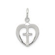 Sterling Silver Cross Pendant with Heart Charm and Faith Design for Men and Women