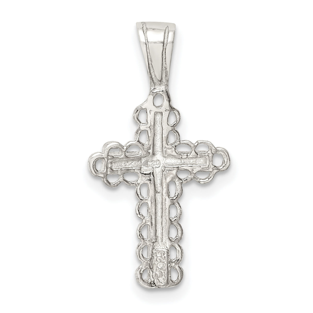 Budded Cross Charm Pendant in Real 925 Sterling Silver