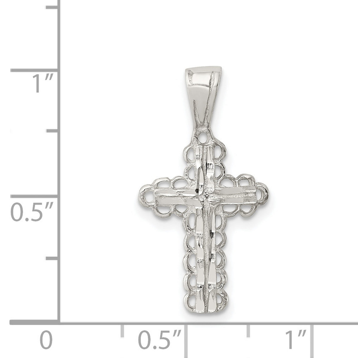 Budded Cross Charm Pendant in Real 925 Sterling Silver