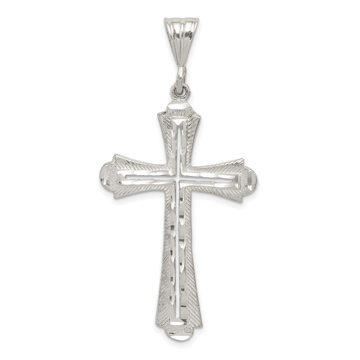 Diamond-cut Cross Charm Pendant in Real 925 Sterling Silver