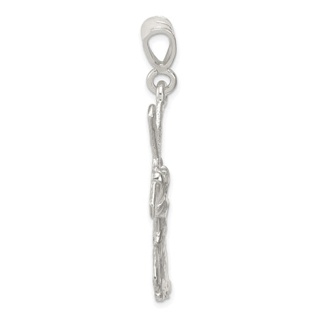 Sterling Silver Cross Pendant with Saint Andrew Figure and Textured Design