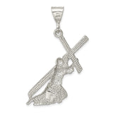Saint Andrew Holding Cross Shoulder Charm Pendant in Real 925 Sterling Silver