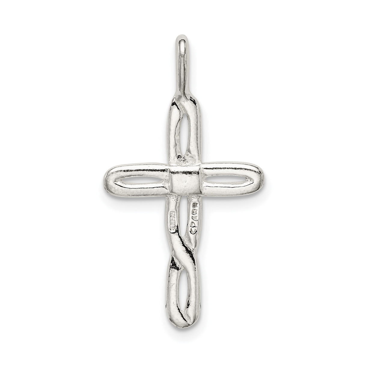 Sterling Silver Cross Pendant Featuring Twisted Design and Mirror Finish for Men and Women
