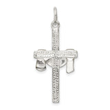 Draped Cross Charm Pendant in Real 925 Sterling Silver