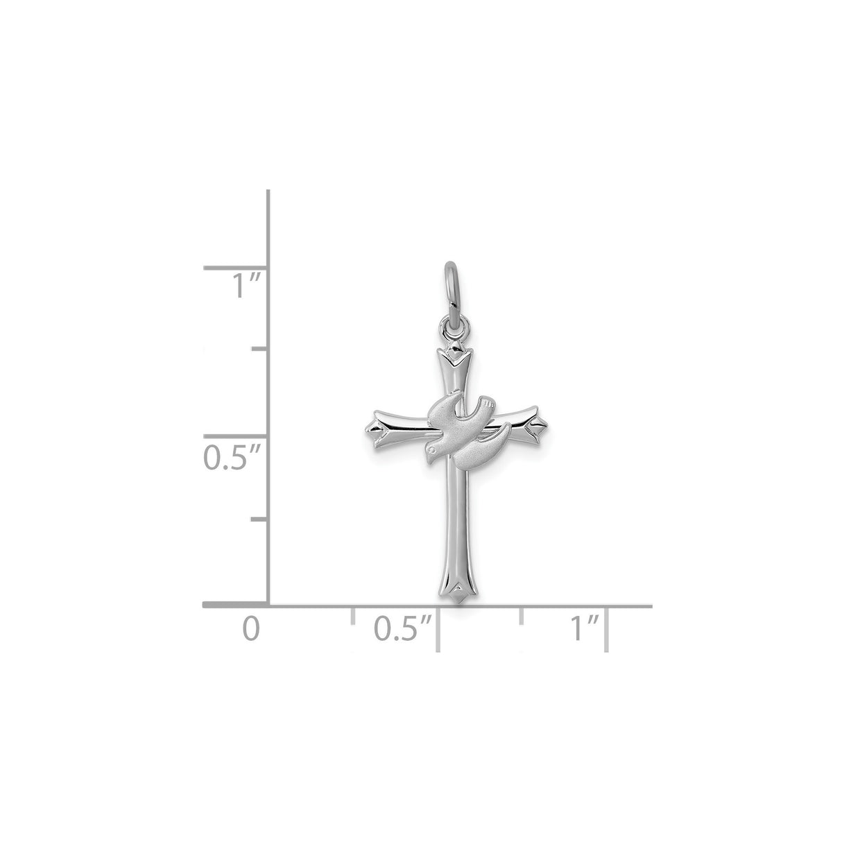 Sterling Silver Cross Pendant with Dove Symbol, Polished and Matte Finish, Religious Jewelry for Men and Women