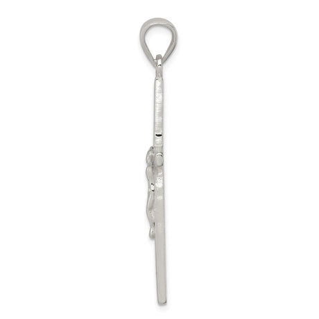 Sterling Silver Crucifix Cross Pendant with Detailed Jesus Figure, Christian Religious Charm