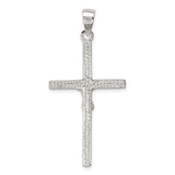 Sterling Silver Crucifix Cross Pendant with Detailed Jesus Figure, Christian Religious Charm